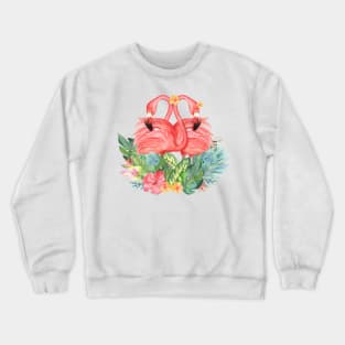 Love Birds Flamingos | Tropical Art Crewneck Sweatshirt